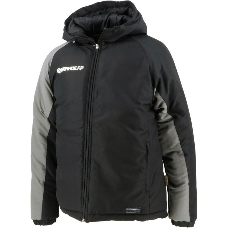 GRANDE.F.P グランデエフピー GRANDE.F.P.ツートン.ベーシック.フーデッドウォーマーハーフジャケット フットサル ウォーマージャケット gfph19 0915 ブラック×グレ USTAUSTRALIA_COM_AU