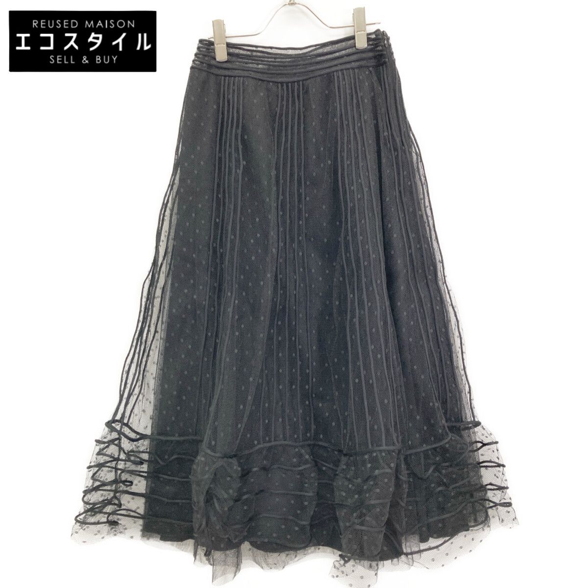 RED VALENTINO レッドヴァレンチノ VR0RA01N5SU ﾌﾞﾗｯｸ ﾚｰｽ ﾁｭｰﾙｽｶｰﾄ 40