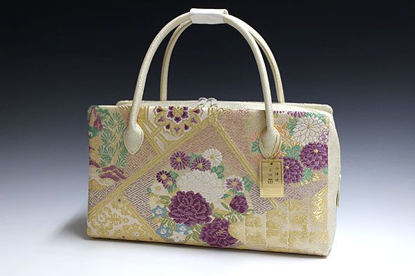 利休バッグ 西陣織 正絹 利休バッグ（大） 京都・西陣織 正絹ボストンバッグ 菊花鳳凰文