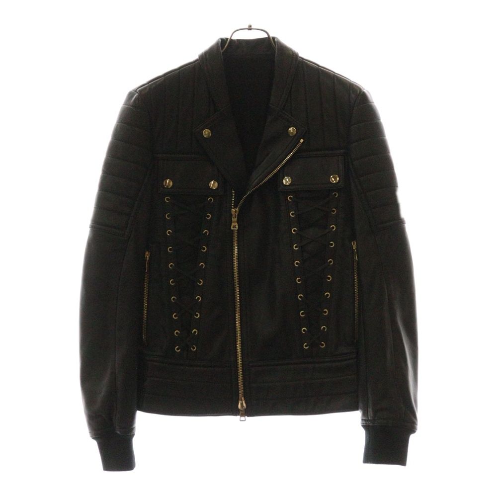 BALMAIN バルマン 17SS レースアップ レザー バイカー ジャケット ブラック S7H2011P01