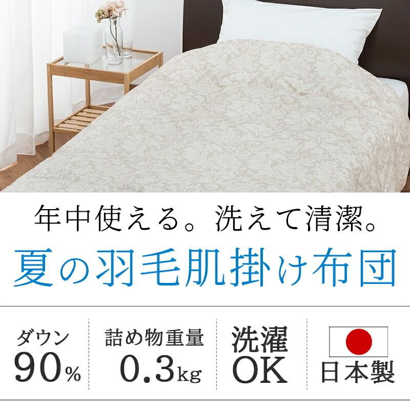西川 ダウンケット 洗える シングル 肌掛け布団 夏 ホワイトダック ダウン90% 0.3kg モリスギャラリー 掛け布団 肌布団 ウォッシャブル 日本製 国産 羽毛 ダウン 吸湿 KE03253603