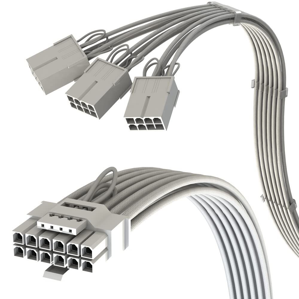 RTX 4000用 AWG16 (12+4) 大電流 延長 16pin スリーブケーブルから3 x 12VHPWR 8pin PCIe PCIe 4.0 電源ユニット 5.0 - 30cm - (白) - AVA 全RTX 4000・RTX LINKUP 30