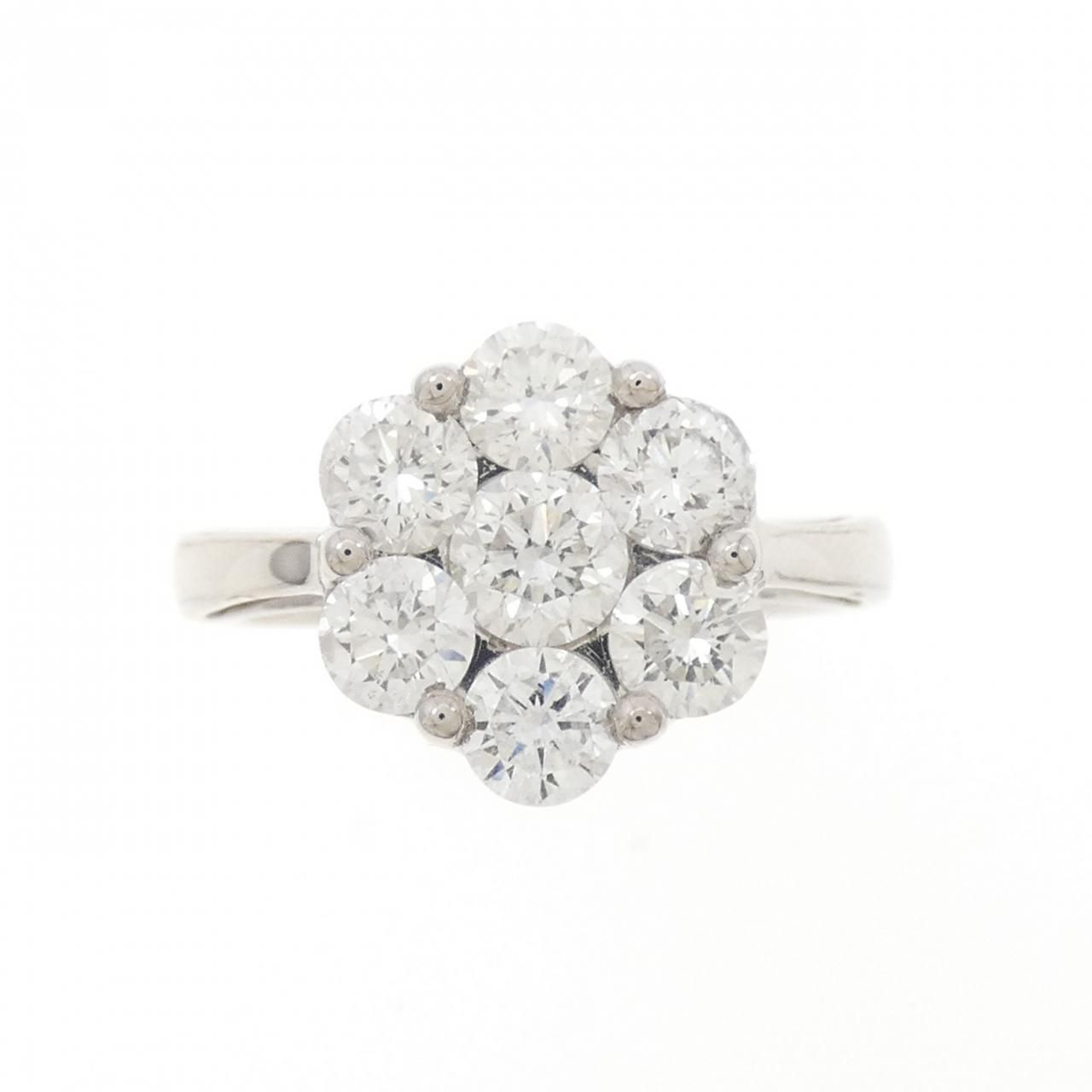 K18WG フラワー ダイヤモンド リング 2.00CT