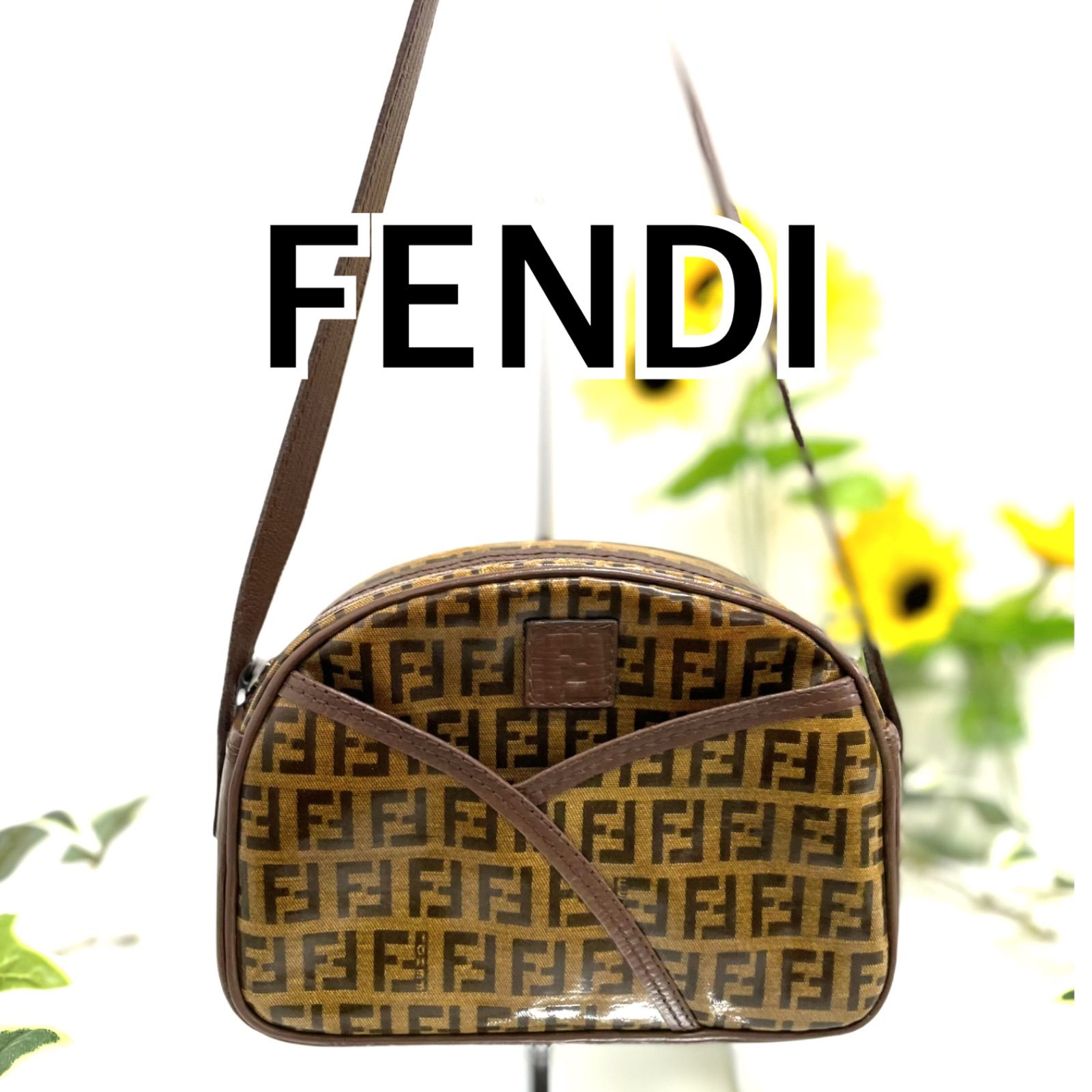 FENDI フェンディ ズッキーノ エナメル ビニール ミニ ショルダーバッグ ブラウン - メルカリ