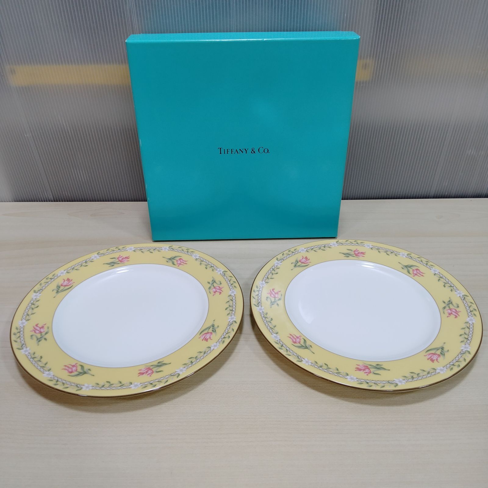 TIFFANY Pink Tulip ケーキ皿　2枚セット ティファニー ピンクチューリップ 2枚セット ケーキプレート