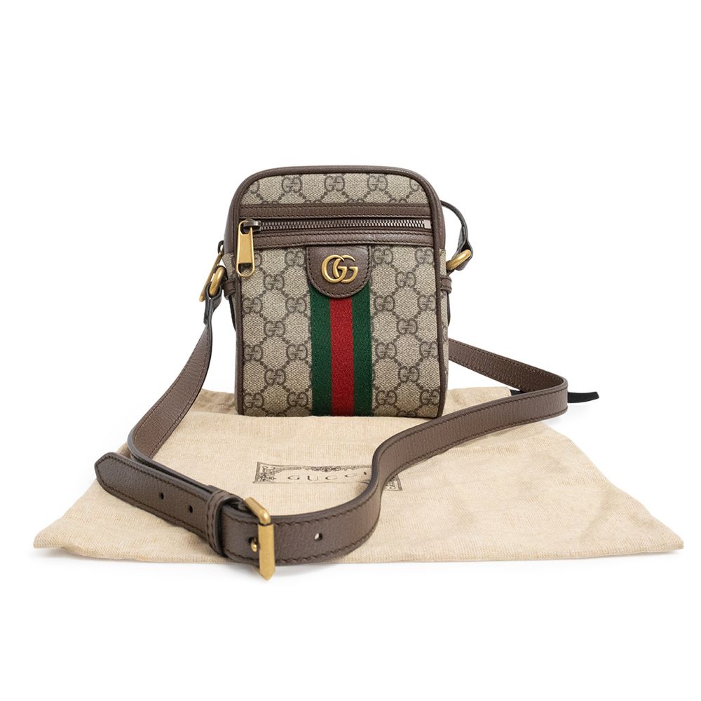 GUCCI(グッチ) オフィディア ミニ メッセンジャーバッグ ショルダーバッグ 斜め掛け 肩掛け ダブルG シェリーライン GGスプリームキャンバス レザー ベージュ ブラウン茶 グリーン緑 レッド赤 ゴールド金具 598127 レディース 40802164063【中古】【アラモード】 グッチ オフィディア ミニ メッセンジャー ショルダーバッグ 斜め掛け