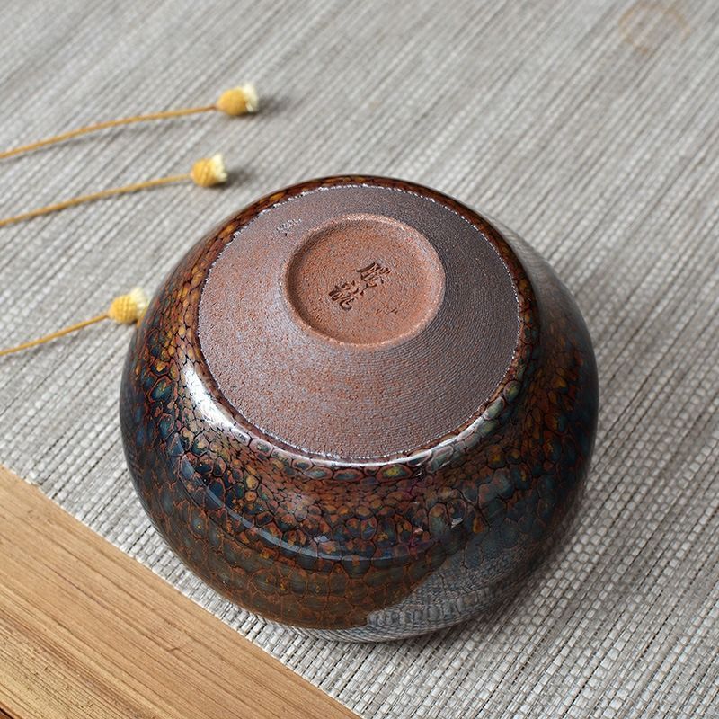 送料無料　時代物　古窯変天目碗 抹茶碗　煎茶道具 Amazon.co.jp: EVANEM 窯変 曜変 天目 茶碗 抹茶碗 手作り 窯作