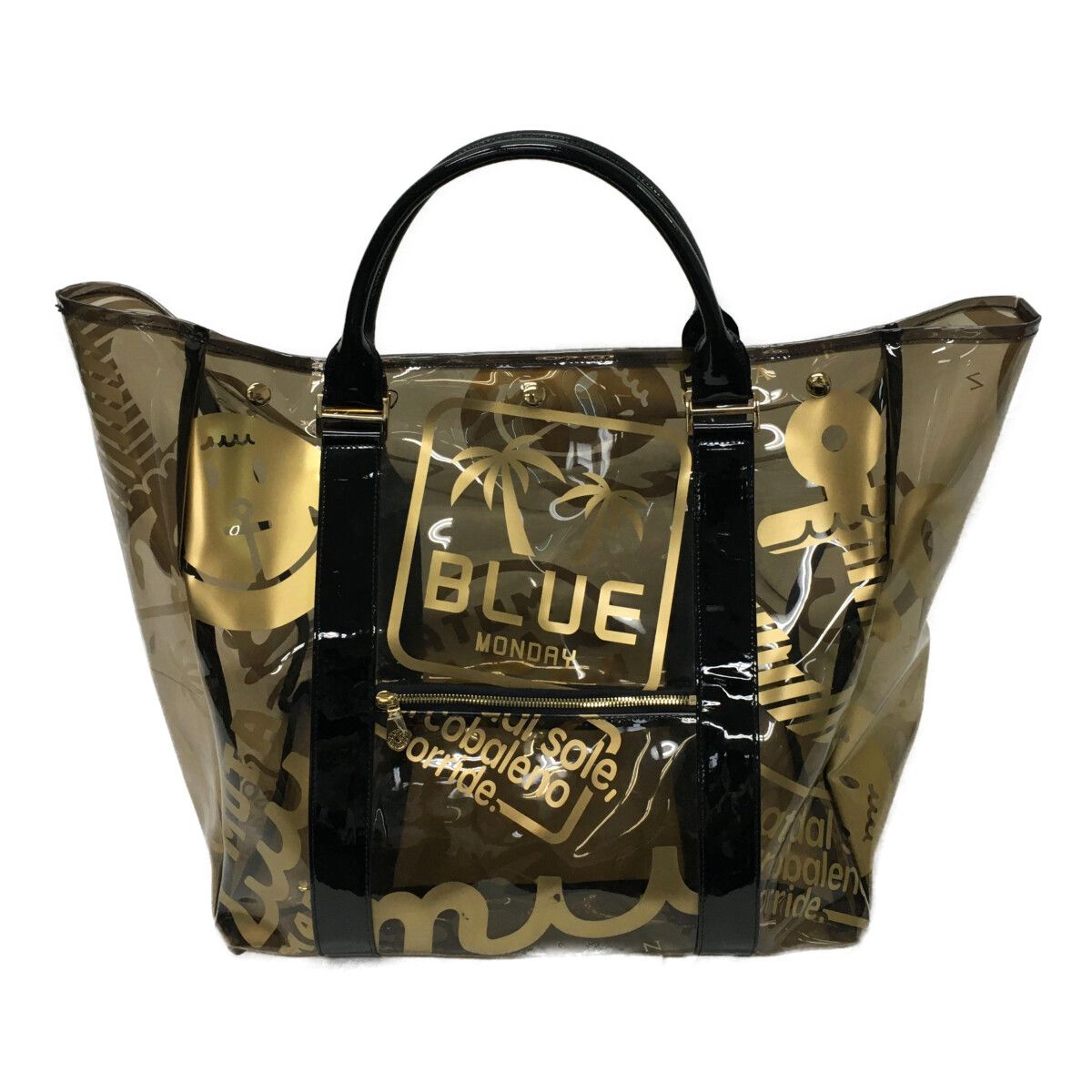 中古 ムータ muta ボストンバッグ ブラック ゴールド クリアBIGトート