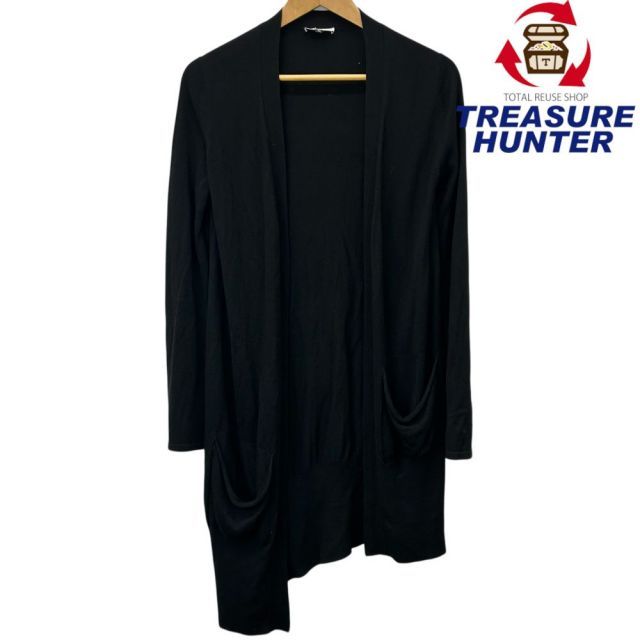 ANN DEMEULEMEESTER ブラック ロングカーディガン 36 ANN DEMEULEMEESTER ブラック ロングカーディガン 36