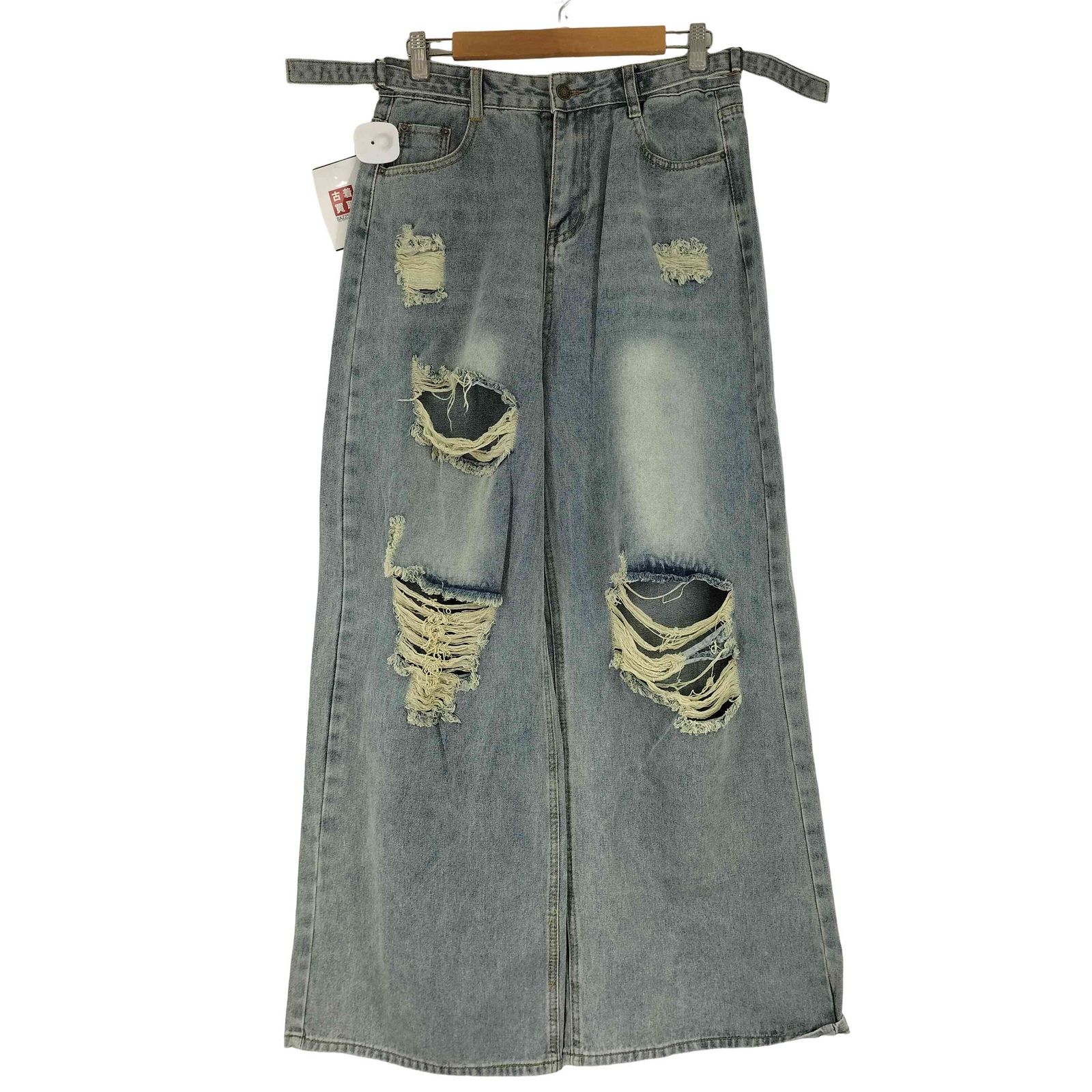 ユーズドフルギ USED古着 ダメージ加工 ワイドデニムパンツ レディース 