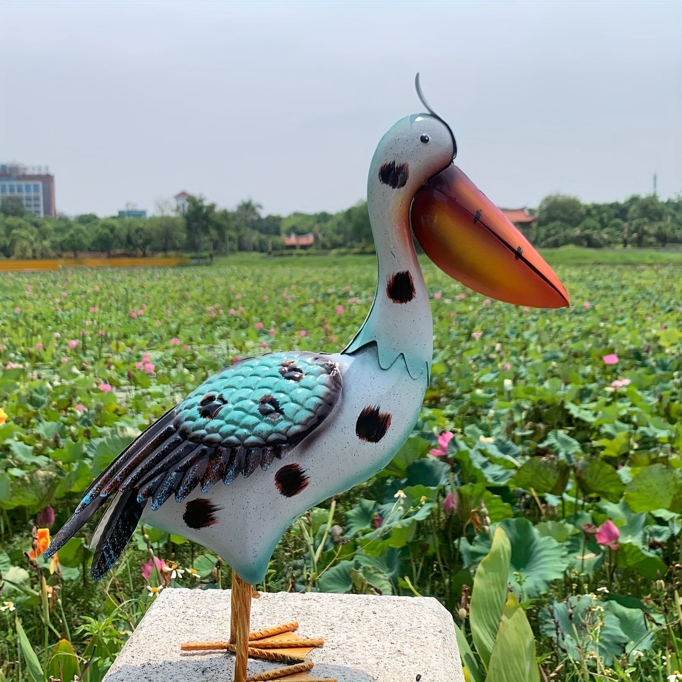 置物 オブジェ ガーデンオーナメント ペリカン 水鳥 バード 青 ピンク 室内 屋外 インテリア 玄関 リビング ダイニング 装飾 庭 ガーデニング 装飾 ガーデン 金属 ギフト インテリア用品 贈り物 雑貨