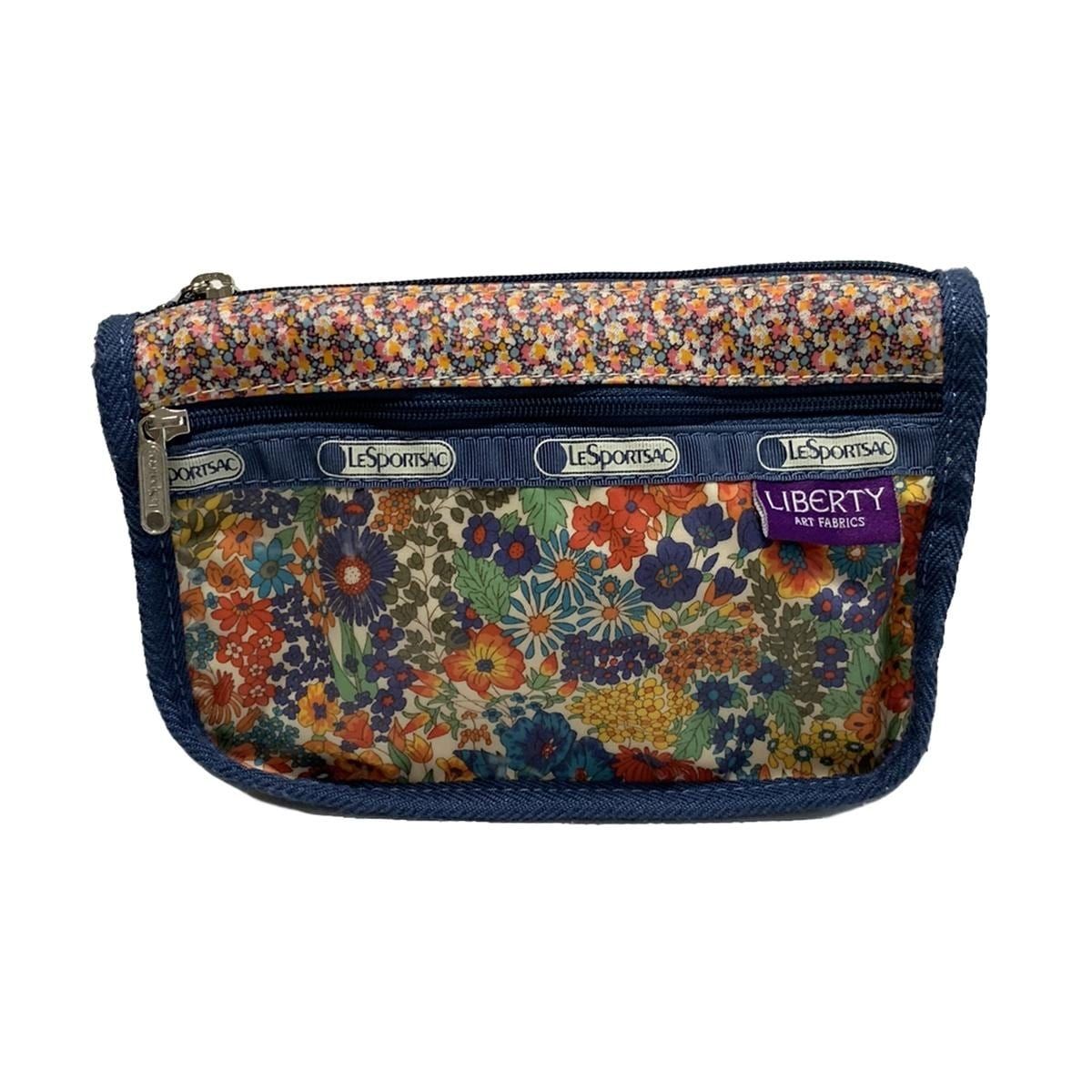 LESPORTSAC(レスポートサック) ポーチ - ネイビー×オレンジ×マルチ 花柄/LIBERTY - メルカリ