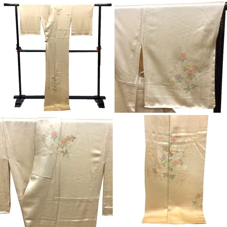 なるにあ✺正絹 金駒刺繍 居敷当付 トールサイズ 絽 訪問着 A3412 正絹 金駒刺繍 居敷当付 トールサイズ 絽 訪問着 着物 A3412