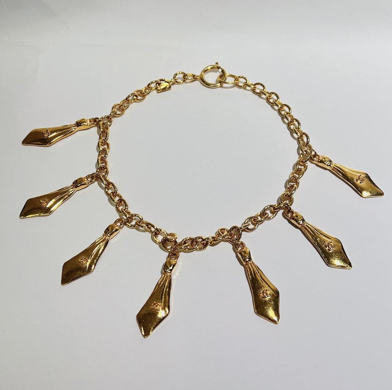 CHANEL シャネル ココマーク スカーフ ネックレス ヴィンテージ 45cm ゴールド GP レディース ota145601r40302