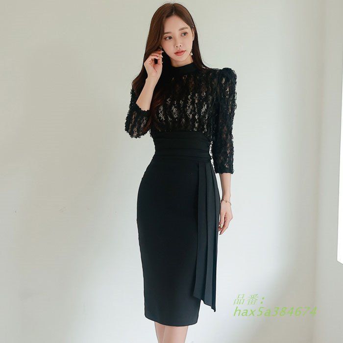 七分袖ワンピース 黒