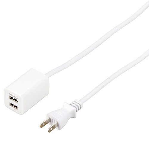 10個セット YAZAWA USBタップ 2ポート 2.4A 2m ホワイト H72025UWHX10