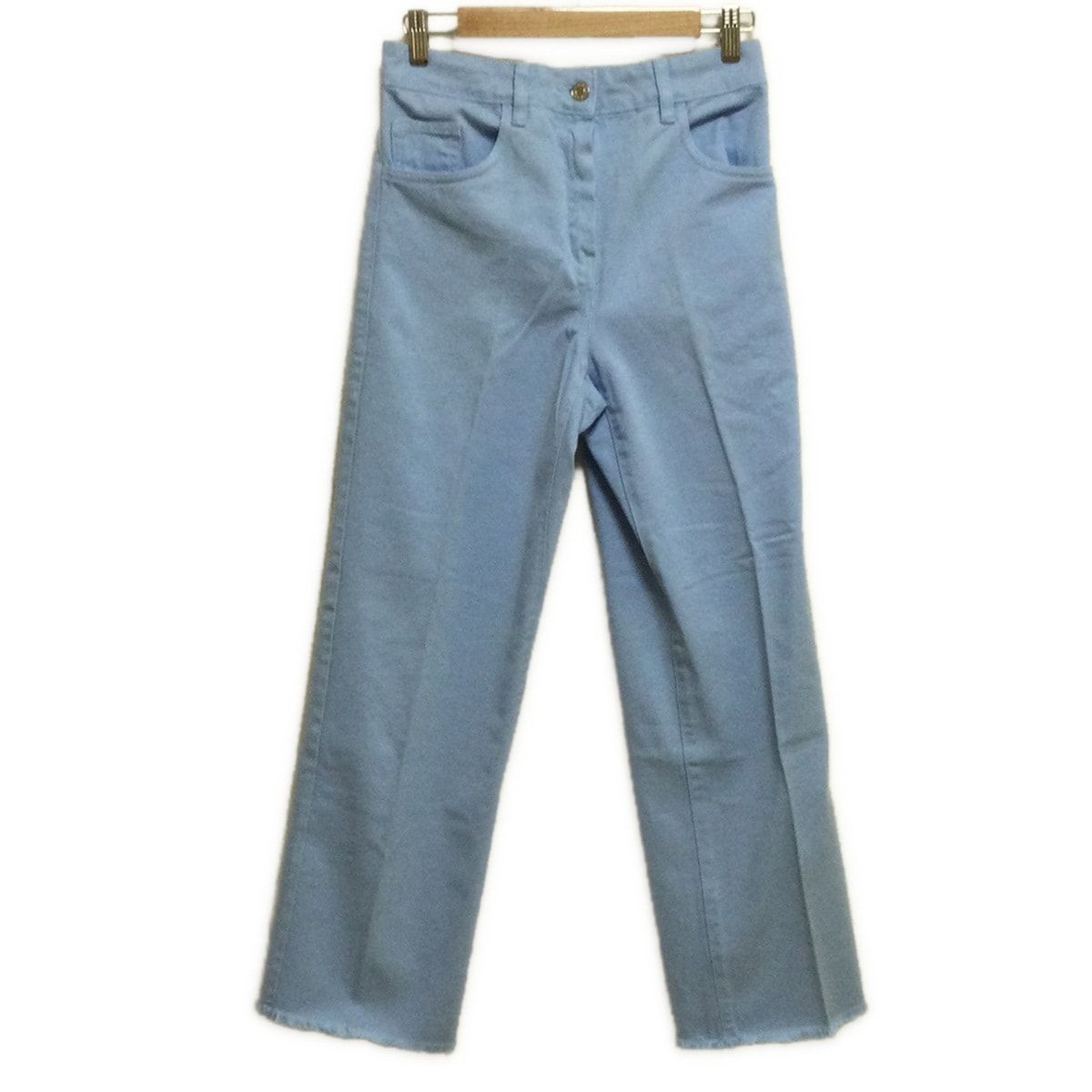 MAISON KITSUNE メゾンキツネ パンツ サイズ34 S レディース - ライトブルー フルレングス|切りっぱなし加工