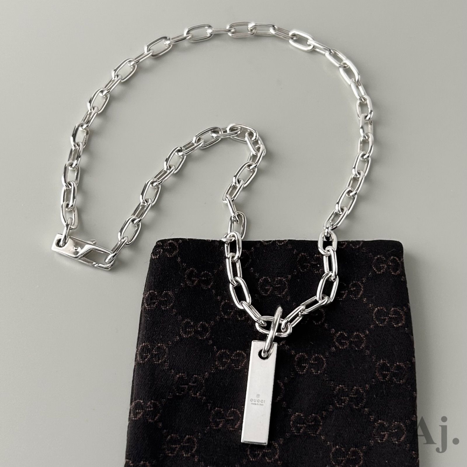 グッチ ネックレス ロゴプレート チェーン AG925 GUCCI - メルカリ