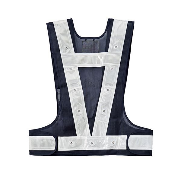 今すぐ検索！ 多機能LEDベスト 多機能LEDベスト-KW-R メッシュ部 紺 反射部 白 LED発光色 赤 代引不可