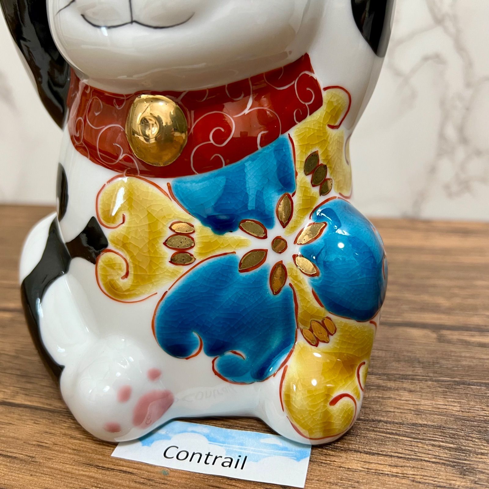 九谷焼】6号 両手 招き猫 色絵 佐藤剛志 Maneki Neko Lucky Cat Kutani