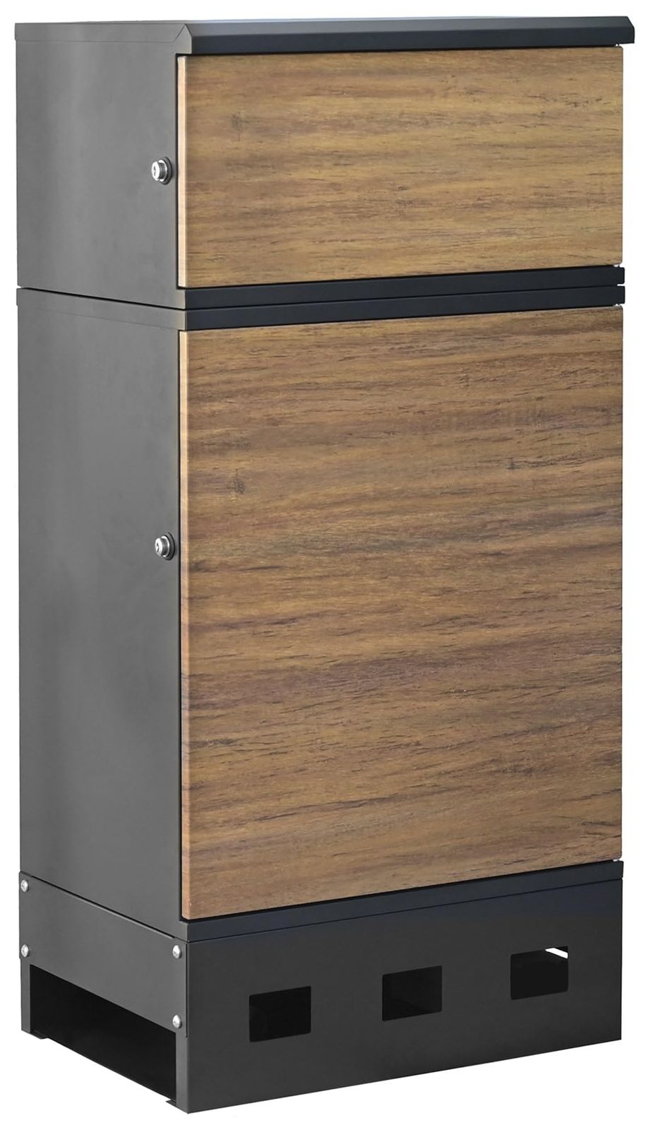 宅配ボックス 置き型 大容量 鍵付き アンカー不要 戸建て 屋外 郵便 宅急便 置き配 山善 YAMAZEN シンプル 宅配BOX 宅配ポスト 配達ボックス 宅配ボックス ピーボ2BOX 木目 ブラック EPB-2 WD BK