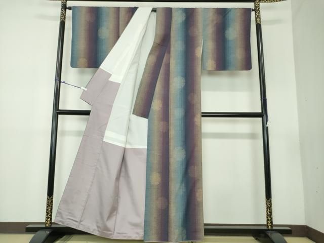 平和屋着物 本場眞綿絢結城紬 天然の色 草木染 繭の伝説 雪輪間道 証紙付き 正絹 DAAX4259ps