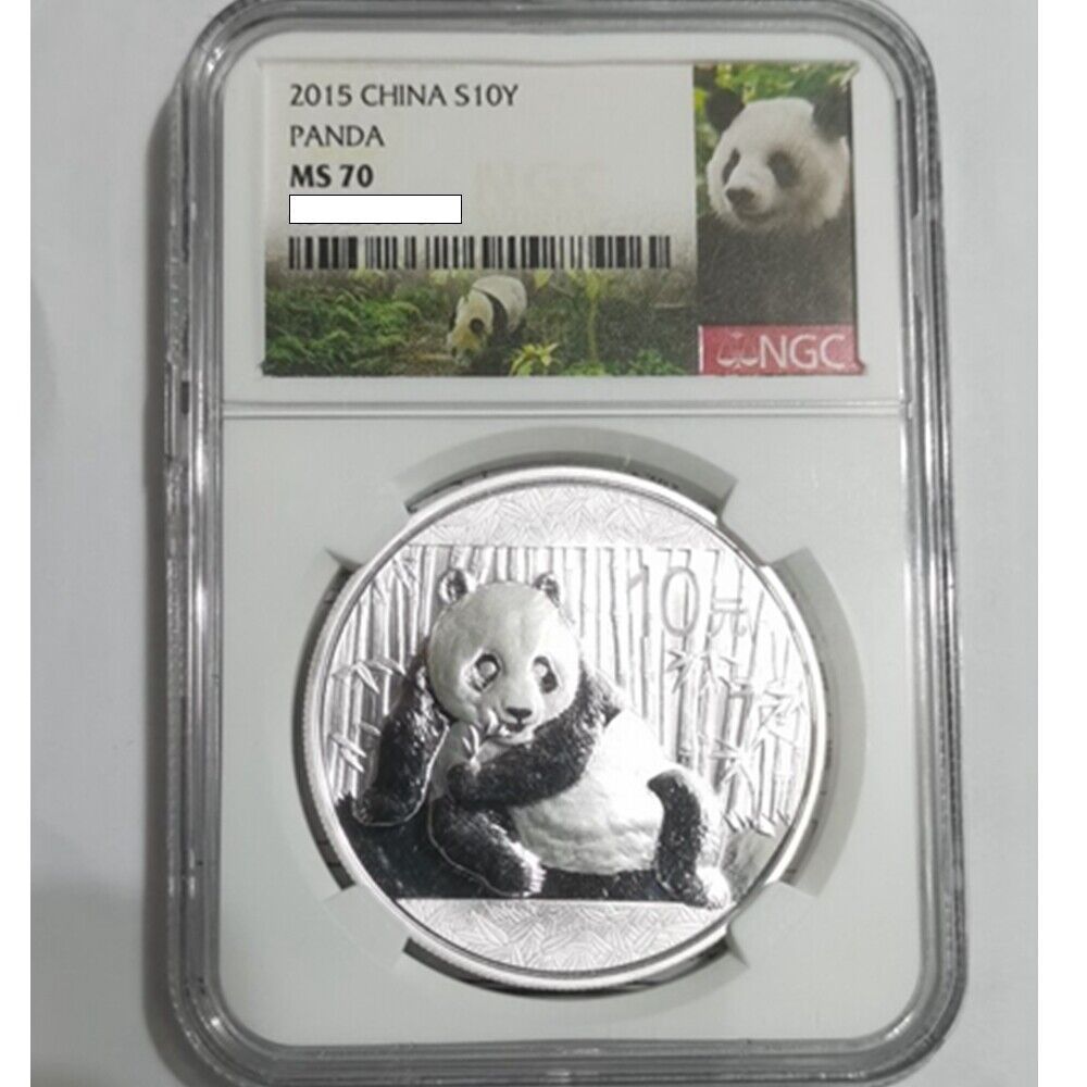 NGC MS70 2015 China 10YUAN Panda Silver Coin 1OZ China Panda Coin Panda Lable
