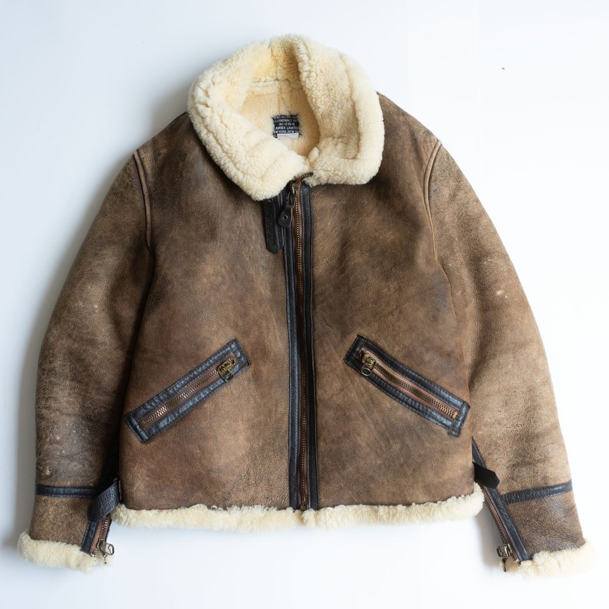 AVIREX ボンバージャケット ブラウン 雰囲気抜群】AVIREX【B-9 ムートンボンバージャケット】40