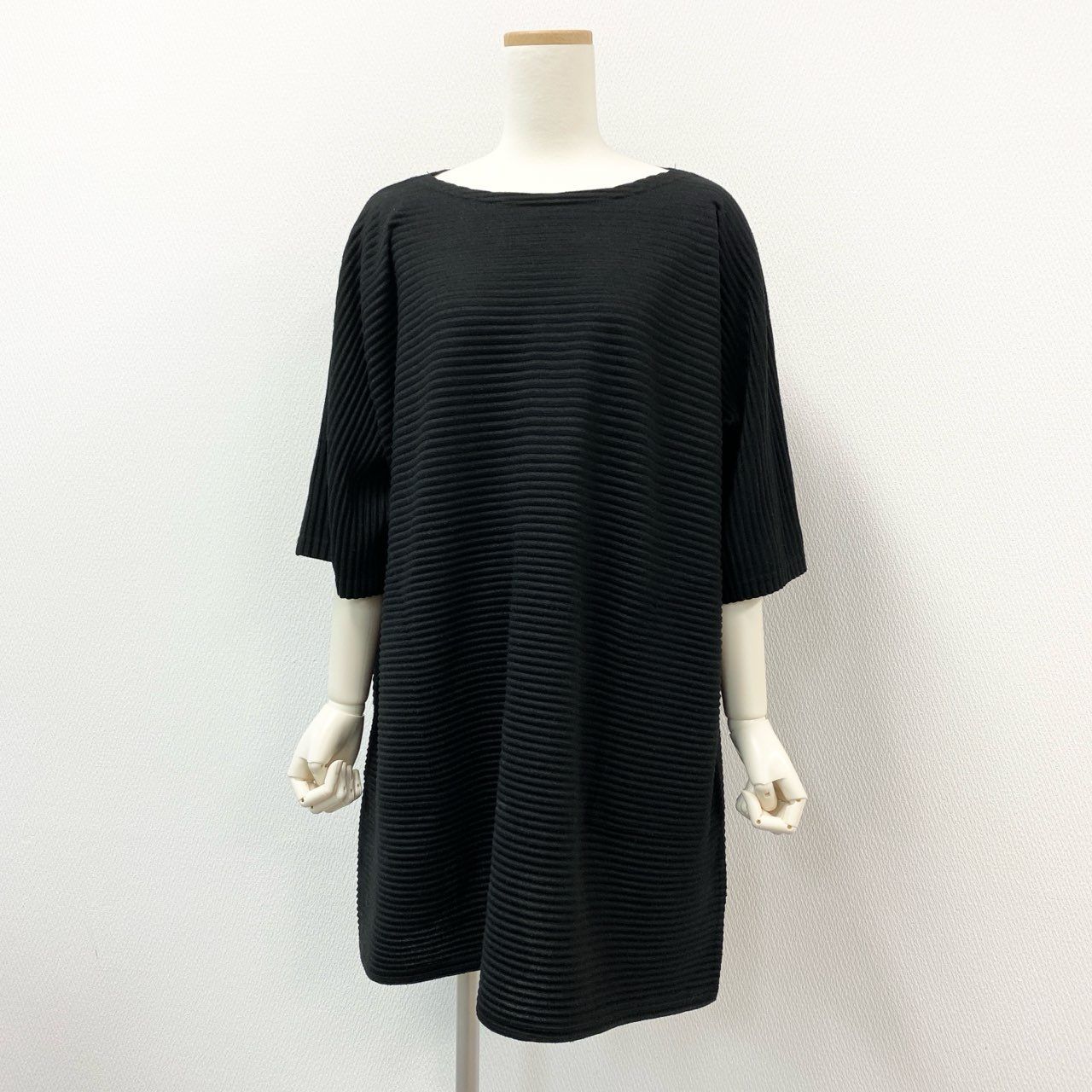 72j15 ISSEY MIYAKE me イッセイミヤケ ミー ニットチュニック ボックスシルエット MI71JT373 ブラック レディースu02t