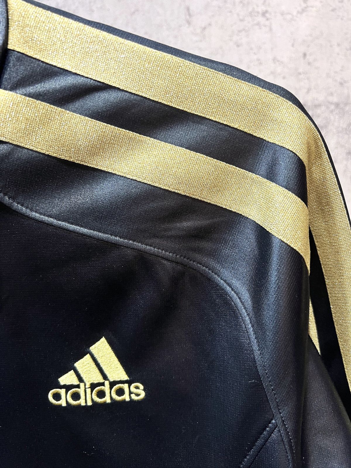 【超美品】アディダス adidas climaliteセットアップ  黒金 美品 アディダス 黒金ラメ CLIMALITE シャイニー ジャージ 上下