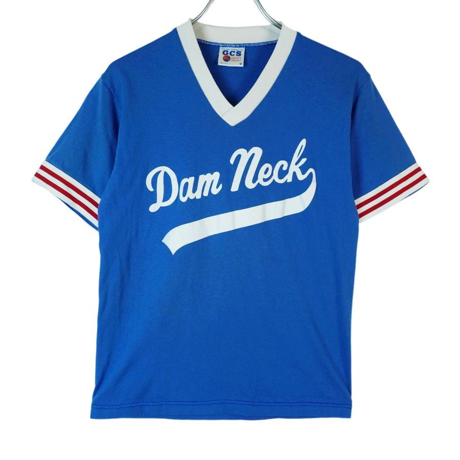 GULF COAST SPORTSWEARゲームシャツVネックTシャツ両面プリントナンバリング青ブルー白ホワイトHEAVYWEIGHTヘビーウェイトvintageヴィンテージ40222