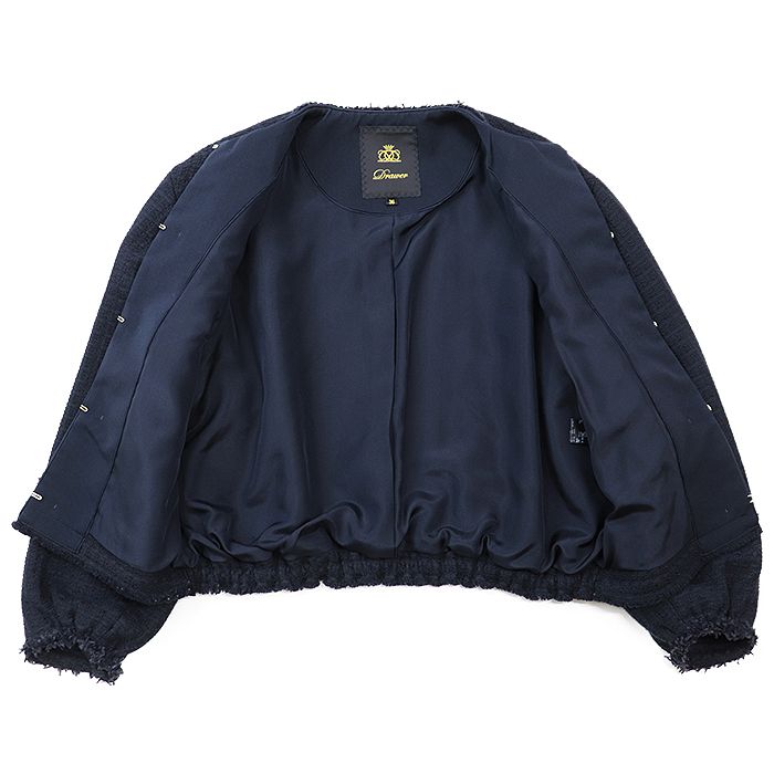 新品同様】Drawer ドゥロワー ジャケット ツイード ノーカラー