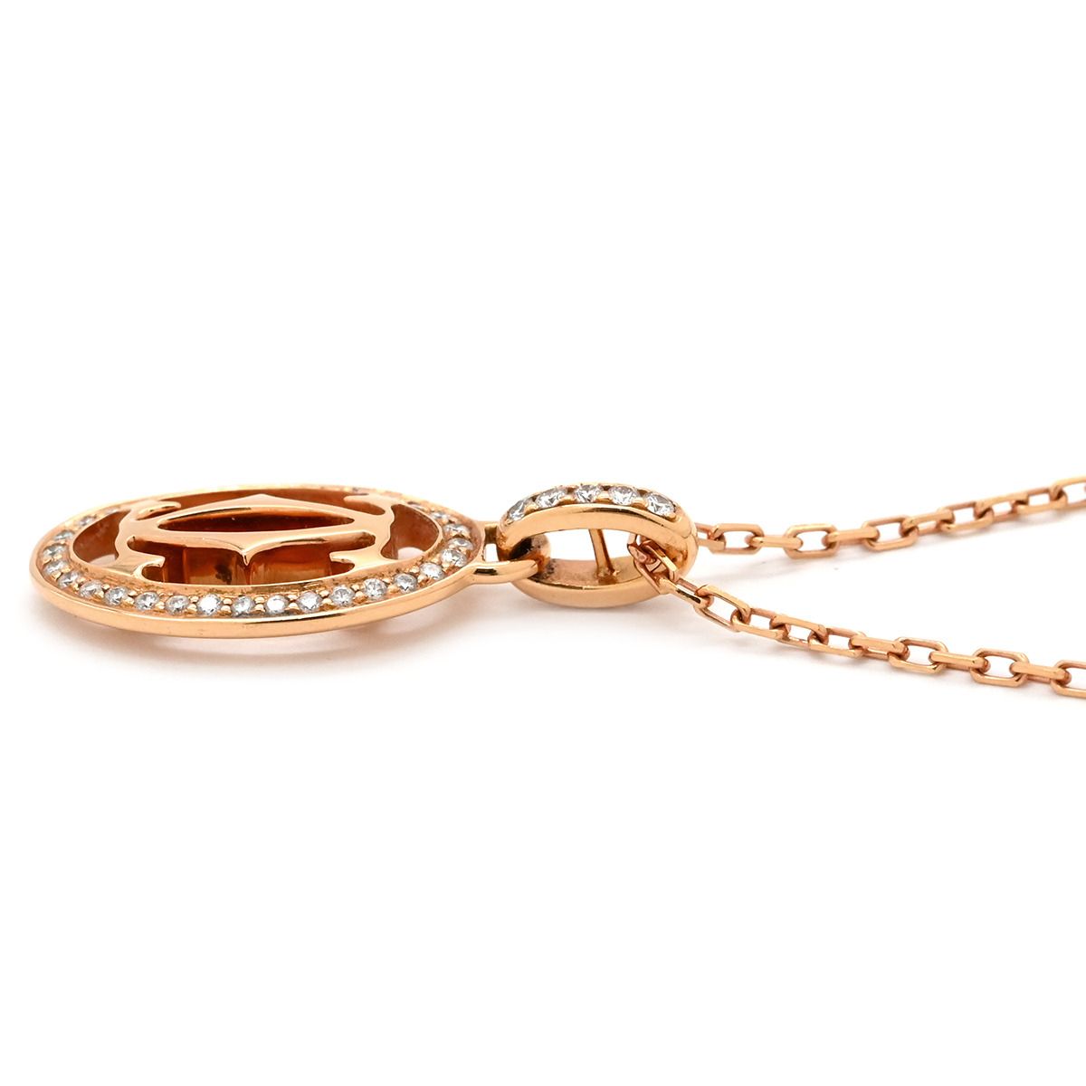 カルティエ Cartier ネックレス ロゴ ドゥーブルC K18RG ダイヤモンド 