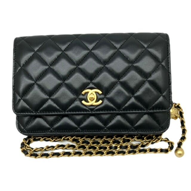 CHANEL シャネル マトラッセ ボールチェーンウォレット ラムスキン 