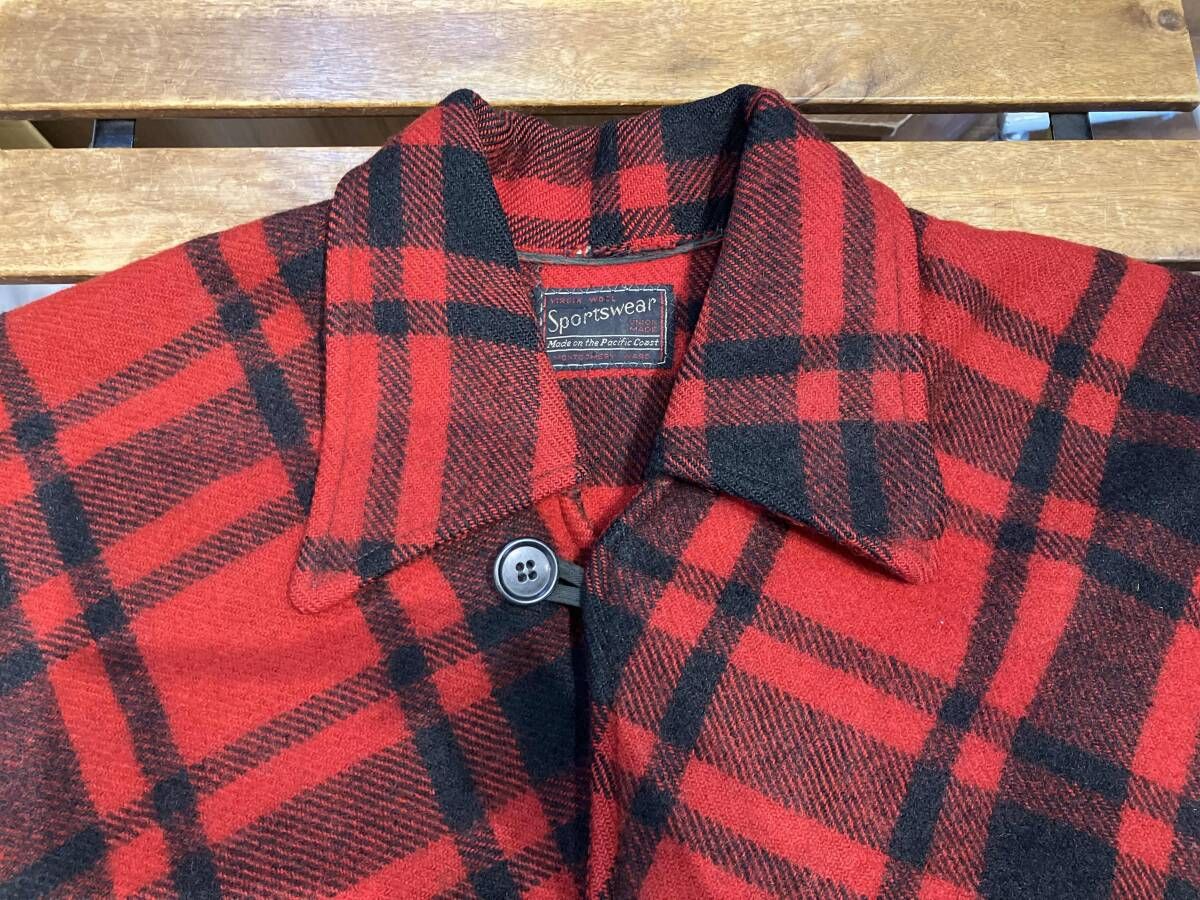 VINTAGE MONTGOMERY WARD WOOL CHECK JACKET ジャケット チェック柄 レッド ブラック KANDAIZUMI_COM
