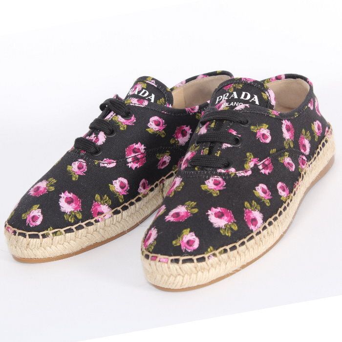 PRADA プラダ エスパドリーユ ブラック ローズ 1E988L 1G3I