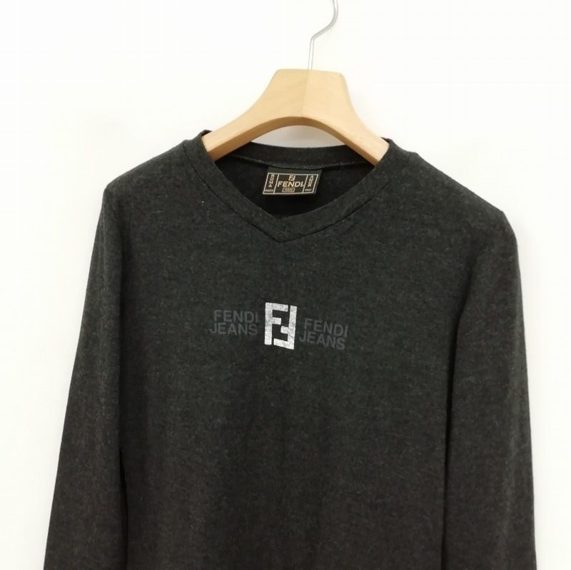 【美品】FENDI フェンディ ロングスリーブ Tシャツ フェンディ FENDI jeans ヴィンテージ ロゴ プリント ロング