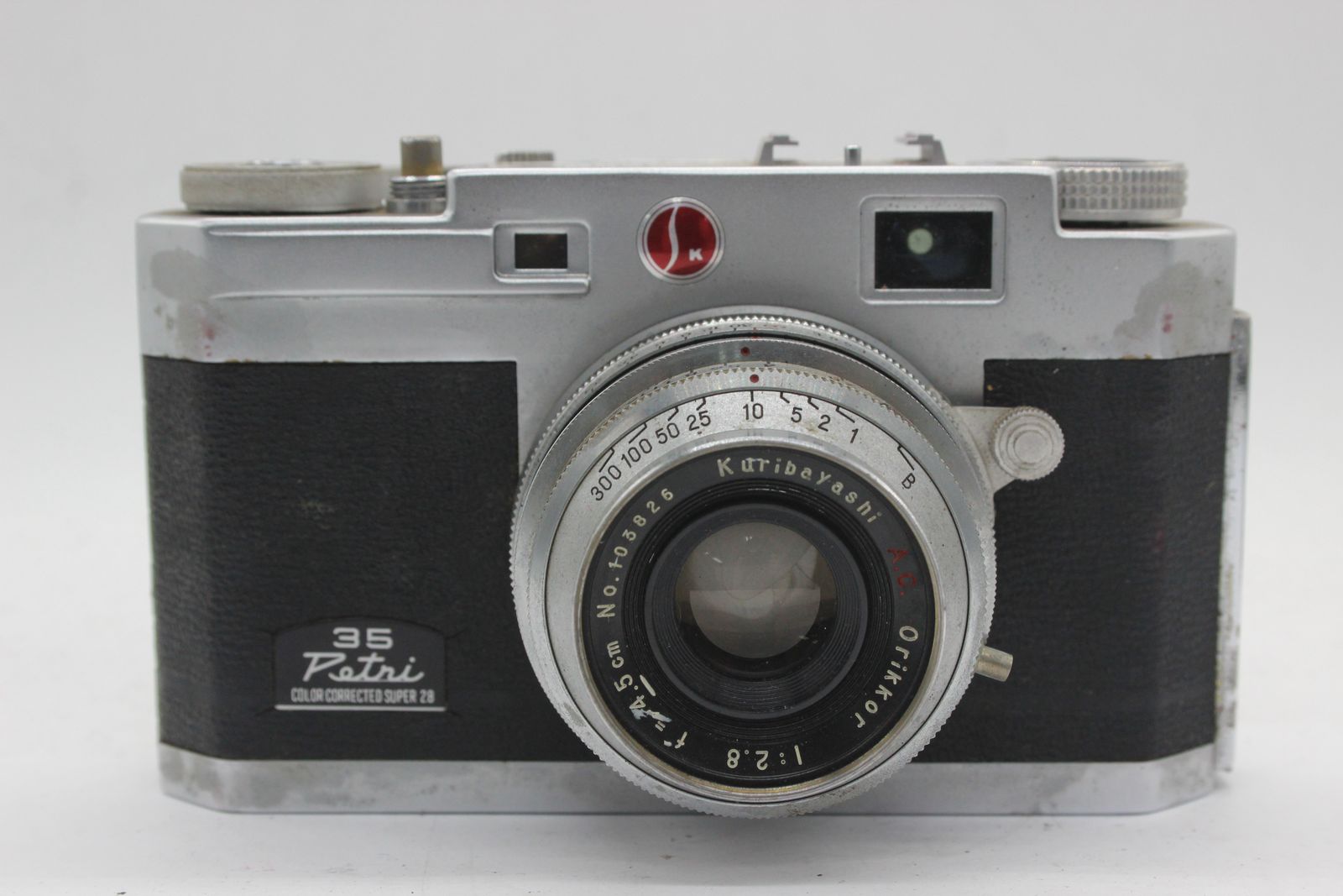 【訳あり品】 Petri 35 Kuribayashi A.C. Orikkor 4.5cm F2.8 ケース付き カメラ s4306