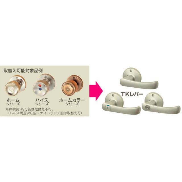 川口技研 取替用レバーハンドル TKレバー 表示錠（トイレ用）DT1-4M バックセット60ｍｍ