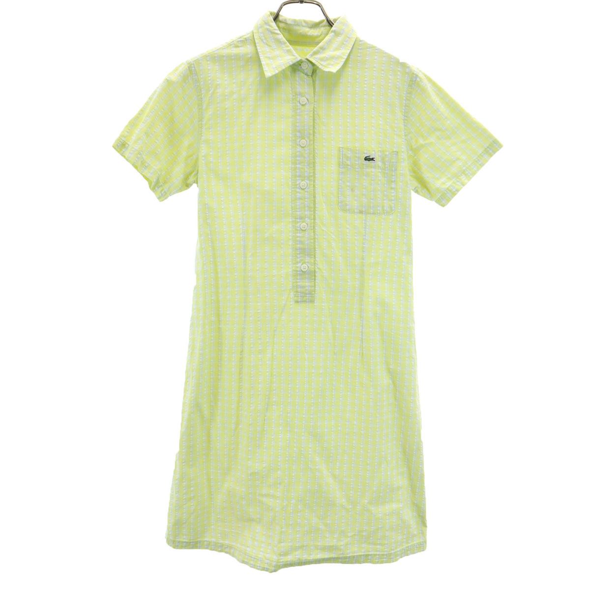 LACOSTE 半袖シャツワンピース ベージュ LACOSTE ラコステ 半袖 シャツワンピース ベージュ 40｜Yahoo