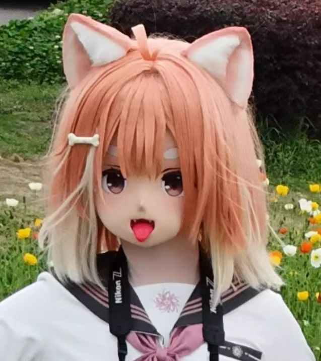 全頭マスク カツラ付き ロック付き NO.464 ドール ヘッドロリータ人形 コスプレ 変身 仮装 着ぐるみ kigurumi 二次元