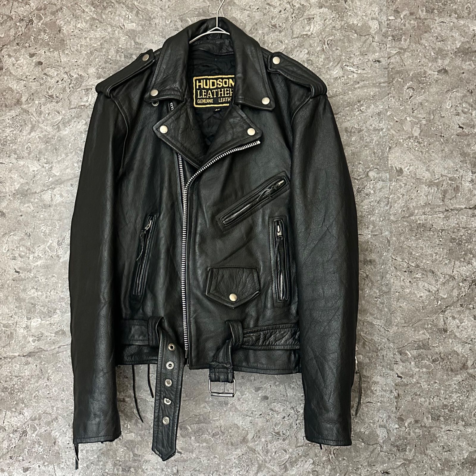 美品 HUDSON ハドソン 革ジャン レザージャケット 黒 特大 ビッグ 