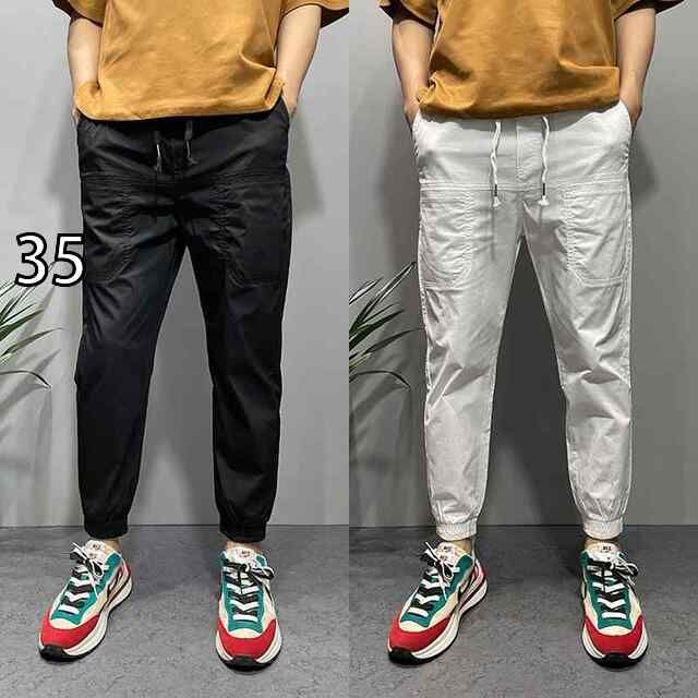 [35]メンズ ファッション 服  オシャレ シンプル 大 かっこいい 大きいサイズ ストリート 紳士服 夏 薄型 6ポケット カジュアル パンツ ファッション 無地 九分丈 スリム パンツ