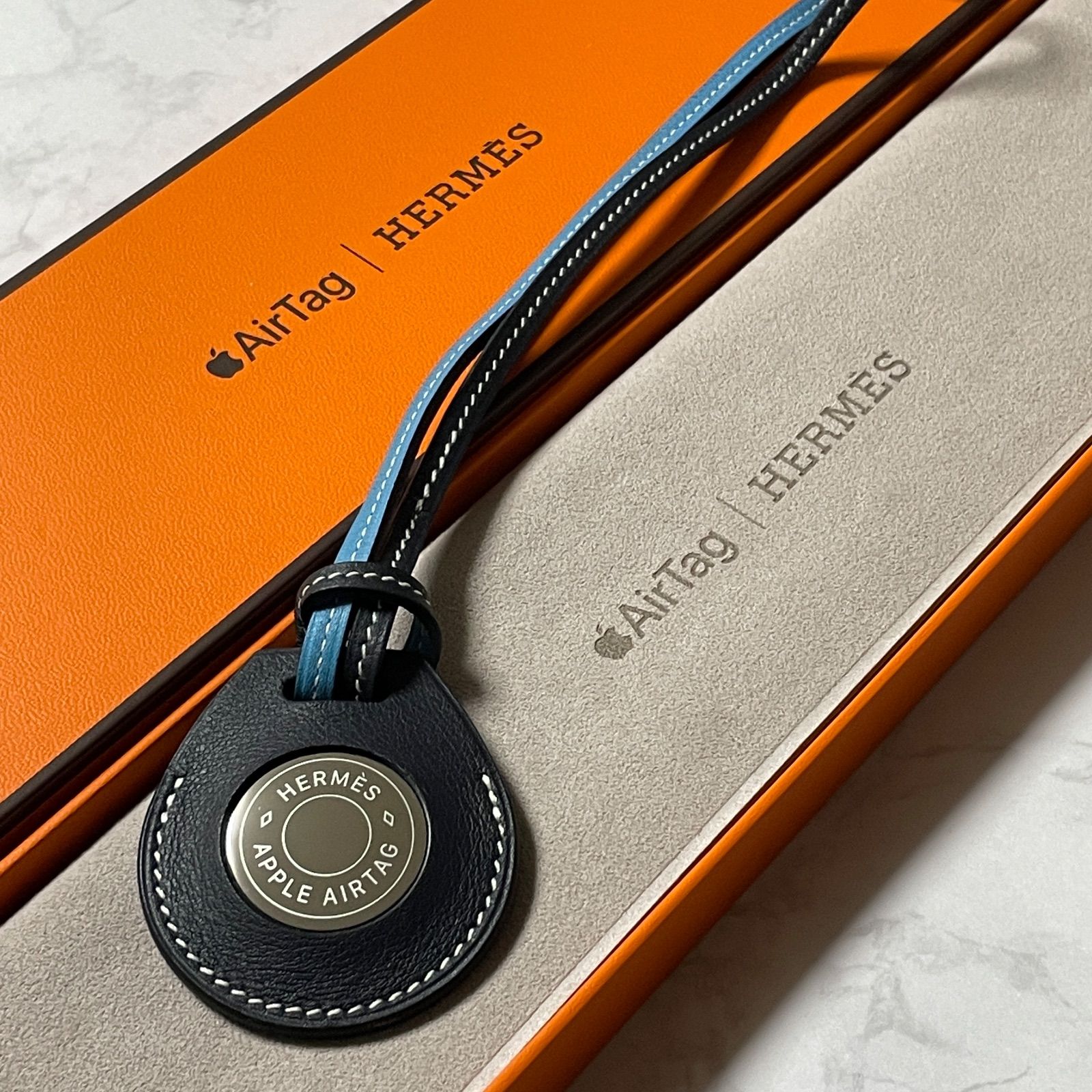 Apple AirTag × HERMES 完売品 ブルーインディゴ エルメス-