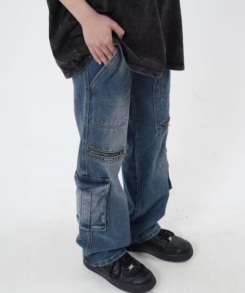 デニムカーゴパンツ ワイドジーンズ