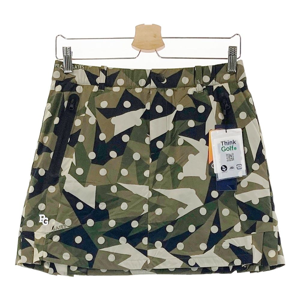 サイズ 1 PEARLY GATES パーリーゲイツ 055-2234104 ナイロンスカート サイドプリーツ ドット 総柄 カーキ系 240101543745 ゴルフウェア レディース ストスト