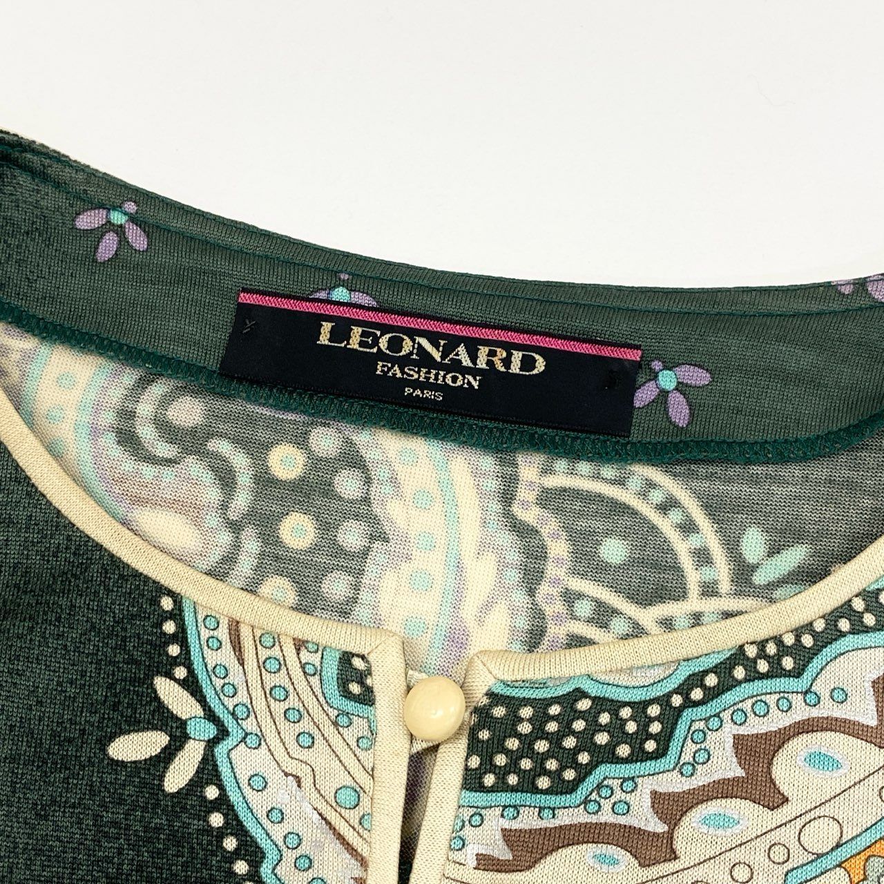 85i12 LEONARD レオナール 長袖ワンピース 総柄 薄手ワンピース