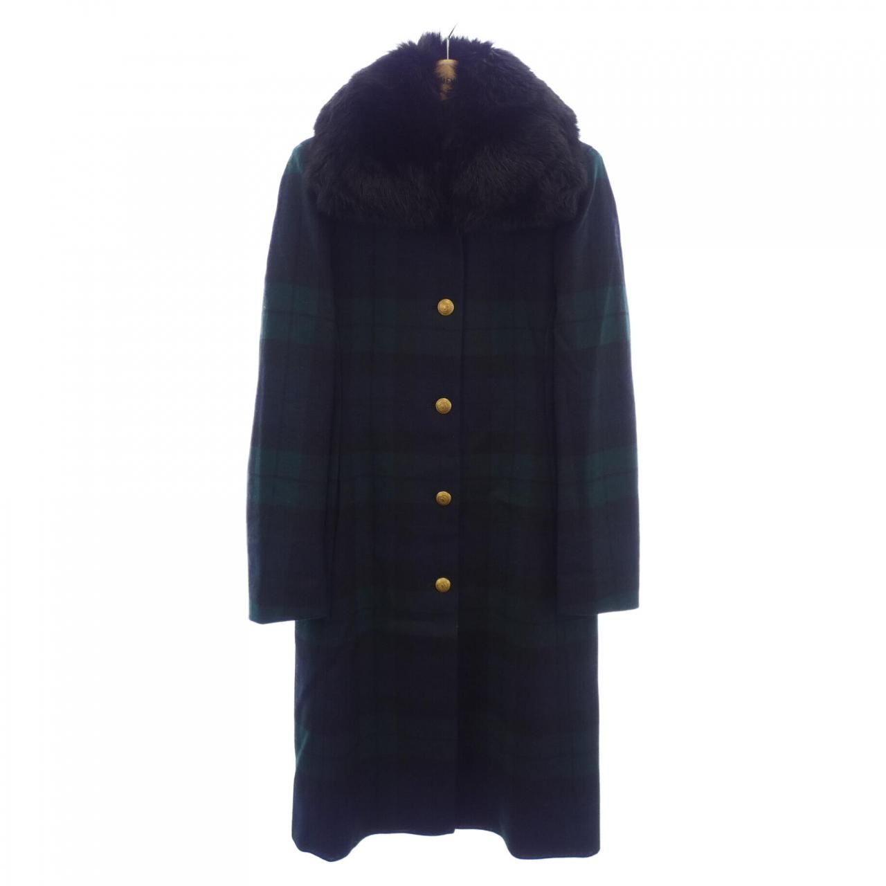 ☆00s Brooks Brothers カシミヤ混 ウールコート L ネイビー