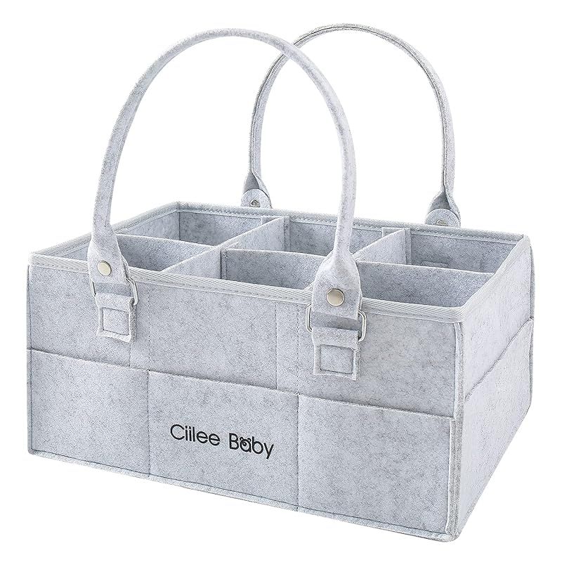 Ciilee Baby Diaper Stocker, Diaper Bag, Large Capacity, Detachable Handle, Diaper Case, Collapsible Baby Storage Box, Basket, Car Mount, Travel Bag, Pocket, Accessory Case, Lightweight Baby Supplies, Nursery Supplies Case (6 Dividers (Gray)) 1