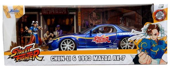 ストリートファイター 1/24フィギュア付き 1993 マツダ RX-7 +春麗 京商 ミニカー | JADA TOYS 1/24 1993 マツダ RX-7 ストリート